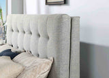 Leomin Mid-Century Modern Upholstered Platform Bed - Biscuit Tufted Headboard & Gray Fabric – Gray, view 2