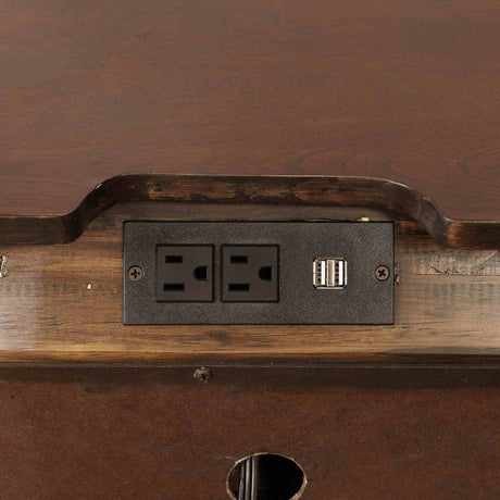 Brandt Transitional Storage Bed & Bedroom Collection - Wood Inlay, USB Nightstand, Dresser, Chest & Media Chest in Brown Cherry or Gray – Brown & Gray, view 19