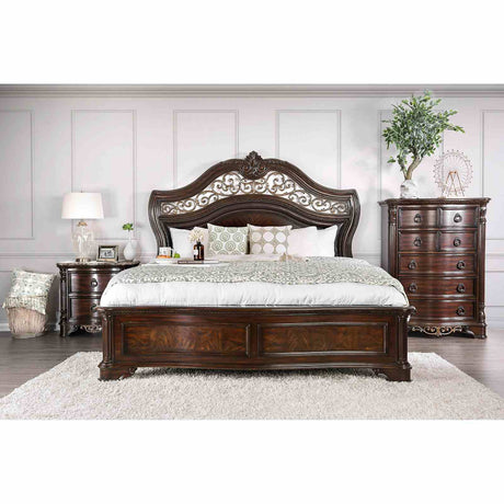Menodora Traditional Camelback Upholstered Bed, Bedroom Set & Case Pieces - Queen Bed Only