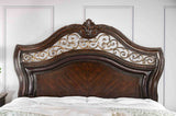 Menodora Traditional Camelback Upholstered Bed, Bedroom Set & Case Pieces - Marble Tops in Brown Cherry – Brown, view 6