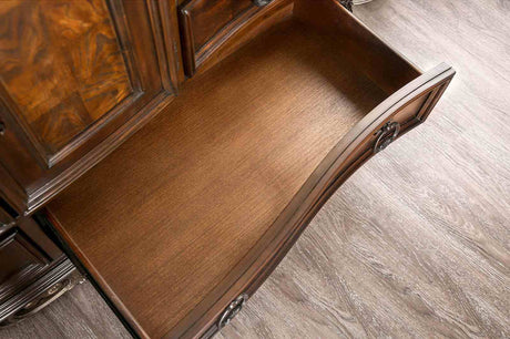Menodora Traditional Camelback Upholstered Bed, Bedroom Set & Case Pieces - Marble Tops in Brown Cherry – Brown, view 11