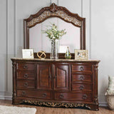 Menodora Traditional Camelback Upholstered Bed, Bedroom Set & Case Pieces - Dresser
