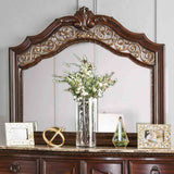 Menodora Traditional Camelback Upholstered Bed, Bedroom Set & Case Pieces - Mirror