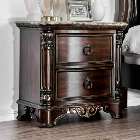 Menodora Traditional Camelback Upholstered Bed, Bedroom Set & Case Pieces - Nightstand
