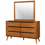 Lennart Mid-Century Modern Bed & Bedroom Collection - Round Tapered Legs & Recessed Handles in Oak, Gray, Black or White – Natural & Brown, view 16