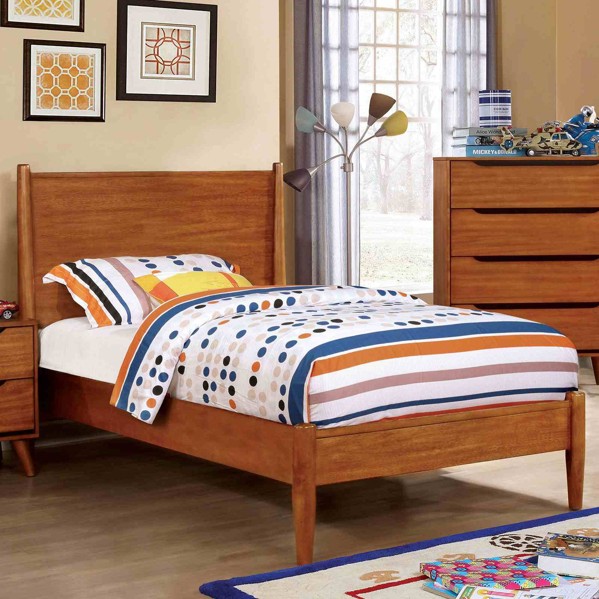 Lennart Mid-Century Modern Bed & Bedroom Collection - Twin Bed Only