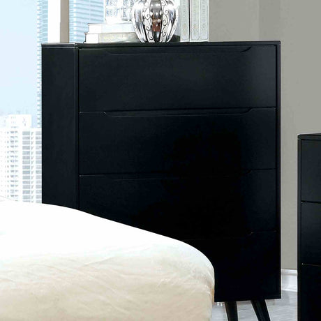 Lennart II Mid-Century Modern Platform Bed, Bedroom Set & Case Pieces - Round Tapered Legs in Black or White – Black & White, view 20