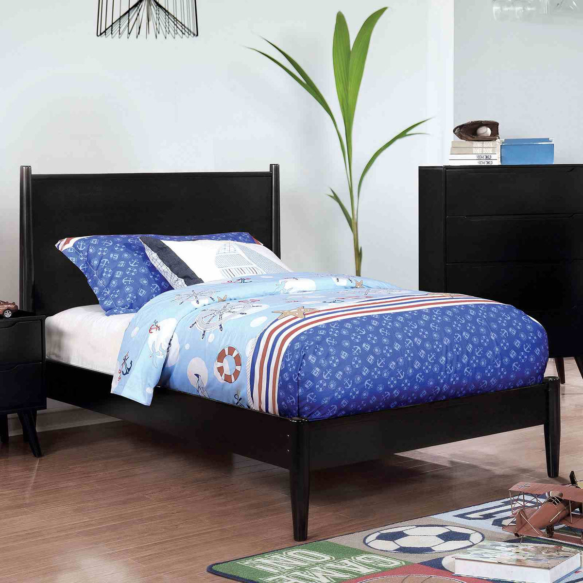 Lennart II Mid-Century Modern Platform Bed, Bedroom Set & Case Pieces - Twin Bed Only