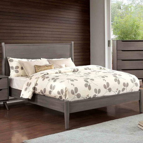 Lennart Mid-Century Modern Bed & Bedroom Collection - Round Tapered Legs & Recessed Handles in Oak, Gray, Black or White – Natural & Brown, view 9