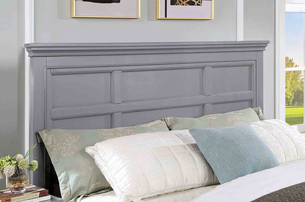 Castlile Transitional Storage Bed & Bedroom Collection - Underbed Drawers, Crown Molding & USB Nightstand in Gray – Gray, view 8