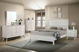 Dortmund Contemporary Bed, Bedroom Set & Case Pieces - Wave Texture & Mitered Corners in White – White, view 2