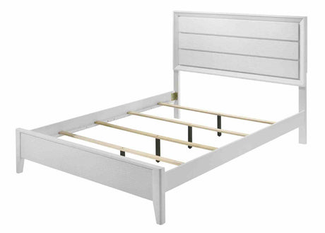 Dortmund Contemporary Bed, Bedroom Set & Case Pieces - Wave Texture & Mitered Corners in White – White, view 9