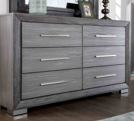 Raiden Transitional LED Bed, Bedroom Set & Case Pieces - Illuminated Headboard & USB Nightstands in Gray – Gray, view 9