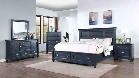 Manzanillo Transitional Storage Bed & Bedroom Collection - Footboard Drawers, Dresser, Chest, Nightstand & Armoire in Slate Blue – Blue, view 2