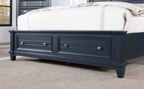 Manzanillo Transitional Storage Bed & Bedroom Collection - Footboard Drawers, Dresser, Chest, Nightstand & Armoire in Slate Blue – Blue, view 9