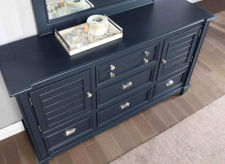 Manzanillo Transitional Storage Bed & Bedroom Collection - Footboard Drawers, Dresser, Chest, Nightstand & Armoire in Slate Blue – Blue, view 11