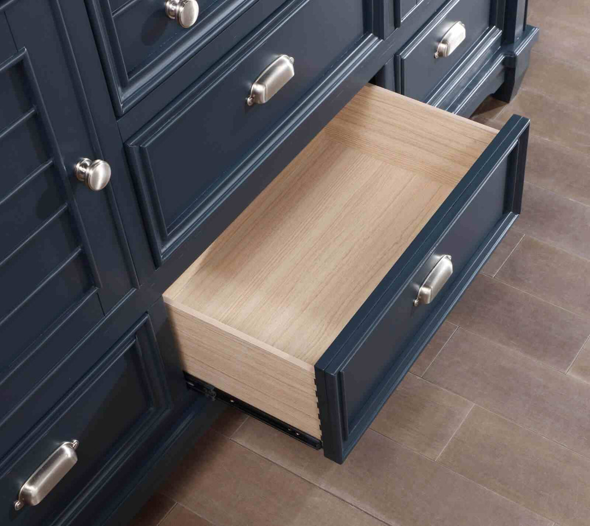 Manzanillo Transitional Storage Bed & Bedroom Collection - Footboard Drawers, Dresser, Chest, Nightstand & Armoire in Slate Blue – Blue, view 12