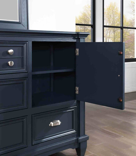 Manzanillo Transitional Storage Bed & Bedroom Collection - Footboard Drawers, Dresser, Chest, Nightstand & Armoire in Slate Blue – Blue, view 13