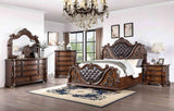 Esparanza Traditional Button-Tufted Bed & Bedroom Collection - Marble-Top Dresser, Nightstand, Chest & Mirror in Brown Cherry or Pearl White – Brown & White, view 2