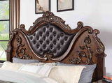Esparanza Traditional Button-Tufted Bed & Bedroom Collection - Marble-Top Dresser, Nightstand, Chest & Mirror in Brown Cherry or Pearl White – Brown & White, view 13