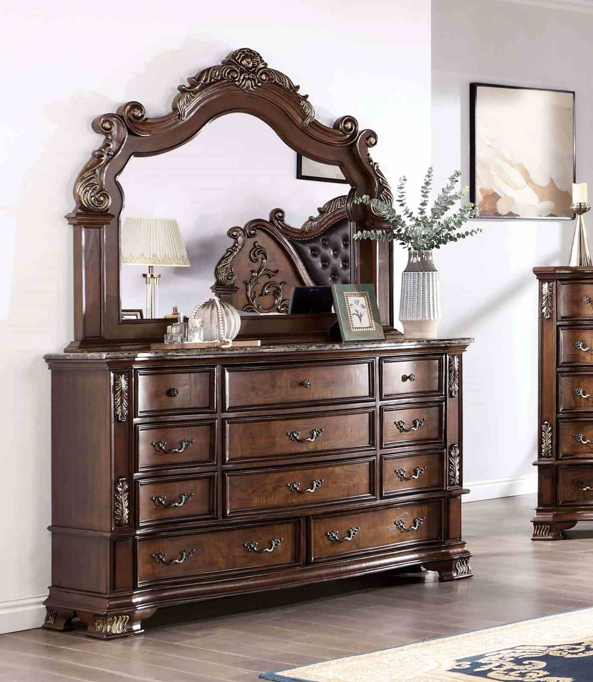 Esparanza Traditional Button-Tufted Bed & Bedroom Collection - Dresser