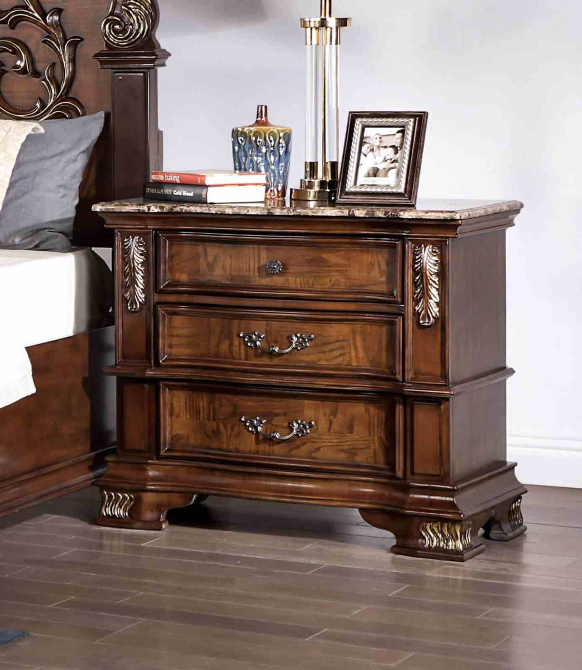 Esparanza Traditional Button-Tufted Bed & Bedroom Collection - Nightstand