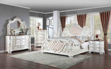 Esparanza Traditional Button-Tufted Bed & Bedroom Collection - 5pcs- Queen Bed + Dresser + Mirror + 2 Nightstands