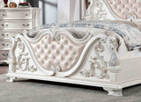 Esparanza Traditional Button-Tufted Bed & Bedroom Collection - Marble-Top Dresser, Nightstand, Chest & Mirror in Brown Cherry or Pearl White – Brown & White, view 16