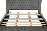 Etherea Upholstered Poster Bed with Bluetooth Speakers & USB Ports - Tufted Flannelette in Black or Gray – Black & Gray, view 13