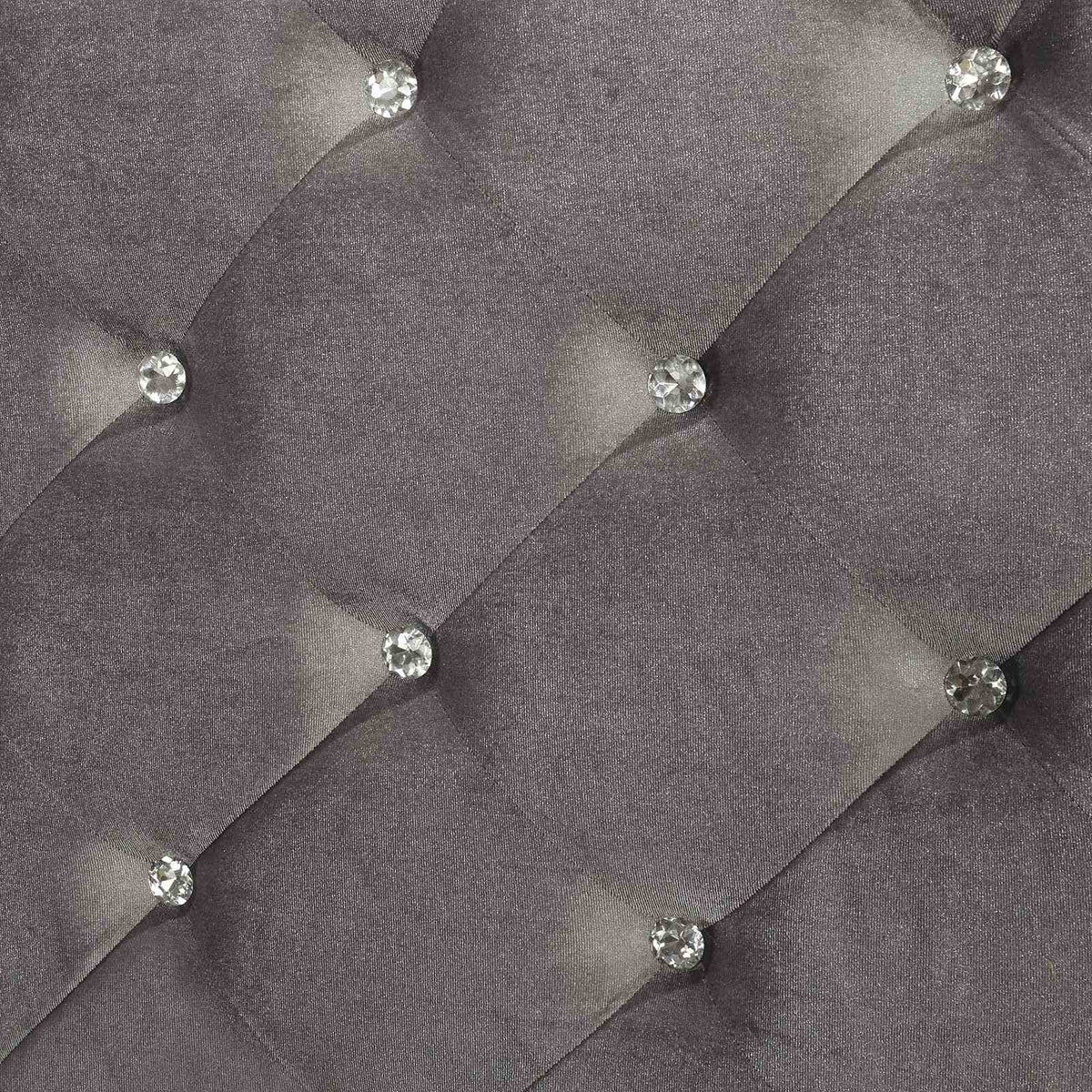 Belleterre Glam Tufted Bed, Bedroom Set & Case Pieces - Mirror Panels, Crystal Accents & USB Charging in Silver – Silver & Gray, view 8