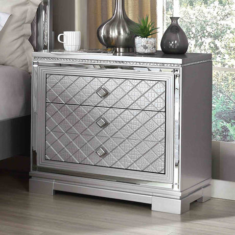 Belleterre Glam Tufted Bed, Bedroom Set & Case Pieces - Nightstand with USB