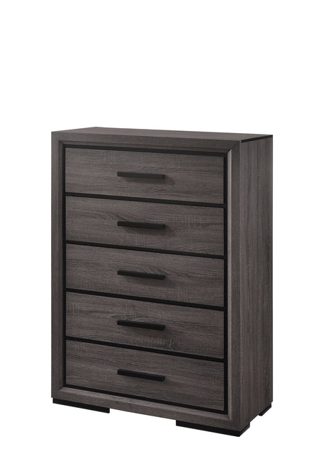 Conwy Contemporary Bookcase Headboard Bed, Bedroom Set & Case Pieces - Two-Tone Gray with Black Trim – Gray & Black, view 9