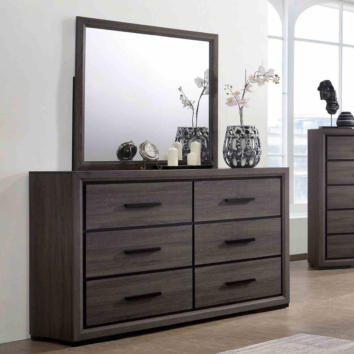 Conwy Contemporary Bookcase Headboard Bed, Bedroom Set & Case Pieces - Dresser