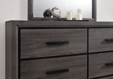 Conwy Contemporary Bookcase Headboard Bed, Bedroom Set & Case Pieces - Two-Tone Gray with Black Trim – Gray & Black, view 8