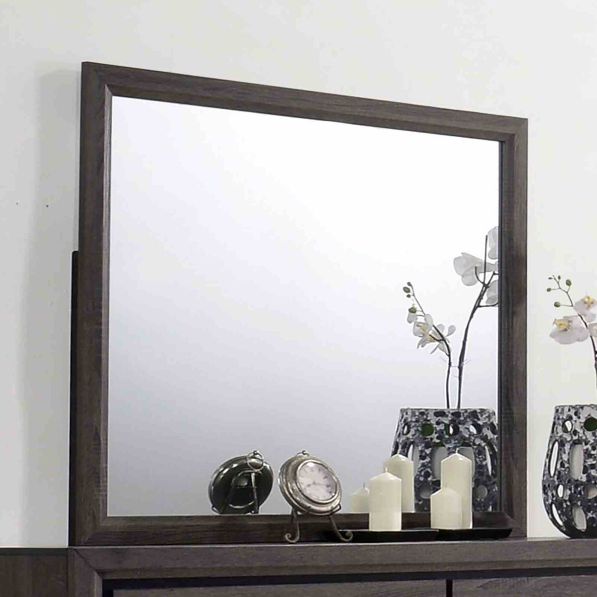 Conwy Contemporary Bookcase Headboard Bed, Bedroom Set & Case Pieces - Mirror