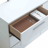 Christie Low Profile Leatherette Platform Bed & Bedroom Collection - Dresser, Mirror, Chest & USB Nightstand in High Gloss White – White, view 9