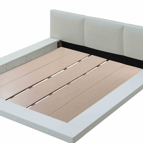Christie Low Profile Leatherette Platform Bed & Bedroom Collection - Dresser, Mirror, Chest & USB Nightstand in High Gloss White – White, view 7
