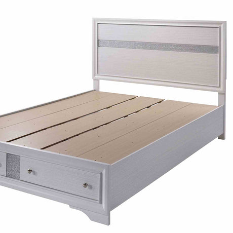 Chrissy Contemporary Storage Bed, Bedroom Set & Case Pieces - Footboard Drawers & Silver Accents in Black, White or Gray – Black & White, view 20