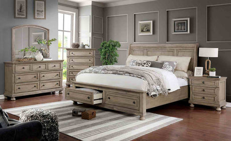 Wells Transitional Storage Bed & Bedroom Collection - Footboard Drawers, USB Nightstand, Dresser, Chest & Mirror in Gray – Gray, view 2