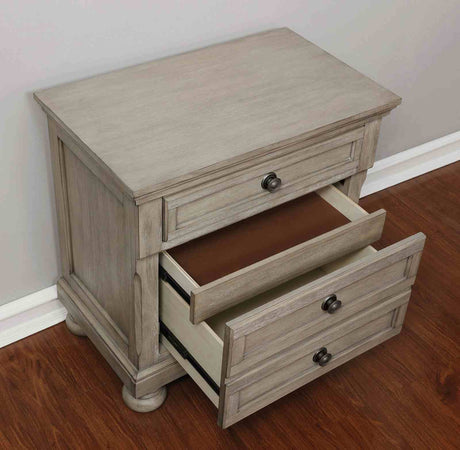 Wells Transitional Storage Bed & Bedroom Collection - Footboard Drawers, USB Nightstand, Dresser, Chest & Mirror in Gray – Gray, view 8
