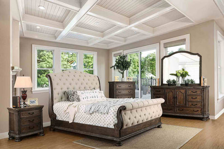 Lysandra Upholstered Sleigh Bed & Bedroom Collection with Armoire - Queen Bed Only