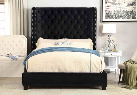 Rosabelle Velvet Wingback Platform Bed - Queen