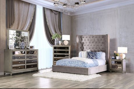 Rosabelle Velvet Wingback Platform Bed - Queen