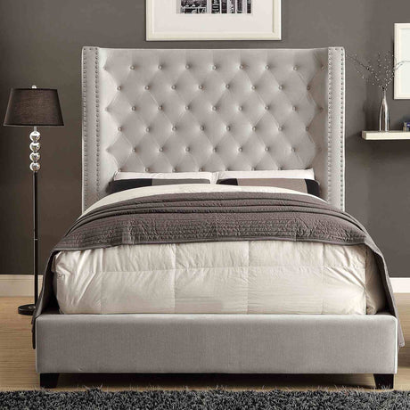 Rosabelle Velvet Wingback Platform Bed - Queen