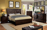Bianca Rustic Plank-Style Bed, Nightstand & Mirror - Queen, Eastern King or California King in Dark Walnut – Brown, view 6