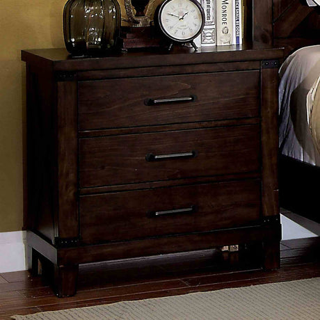 Bianca Rustic Plank-Style Bed, Nightstand & Mirror - Nightstand