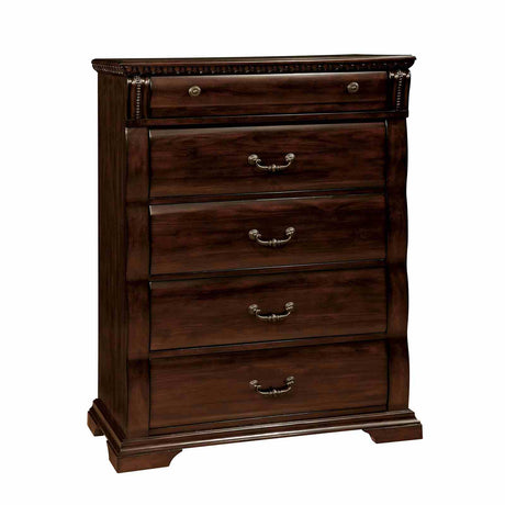 Burleigh Transitional Wood Bed, Bedroom Set & Case Pieces - Decorative Bed Posts in Cherry Finish – Brown, view 10