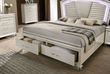 Maddie Glam LED Platform Bed, Bedroom Set & Case Pieces - Tufted Headboard, Crystal Accents & Footboard Drawers in Pearl White – White, view 7