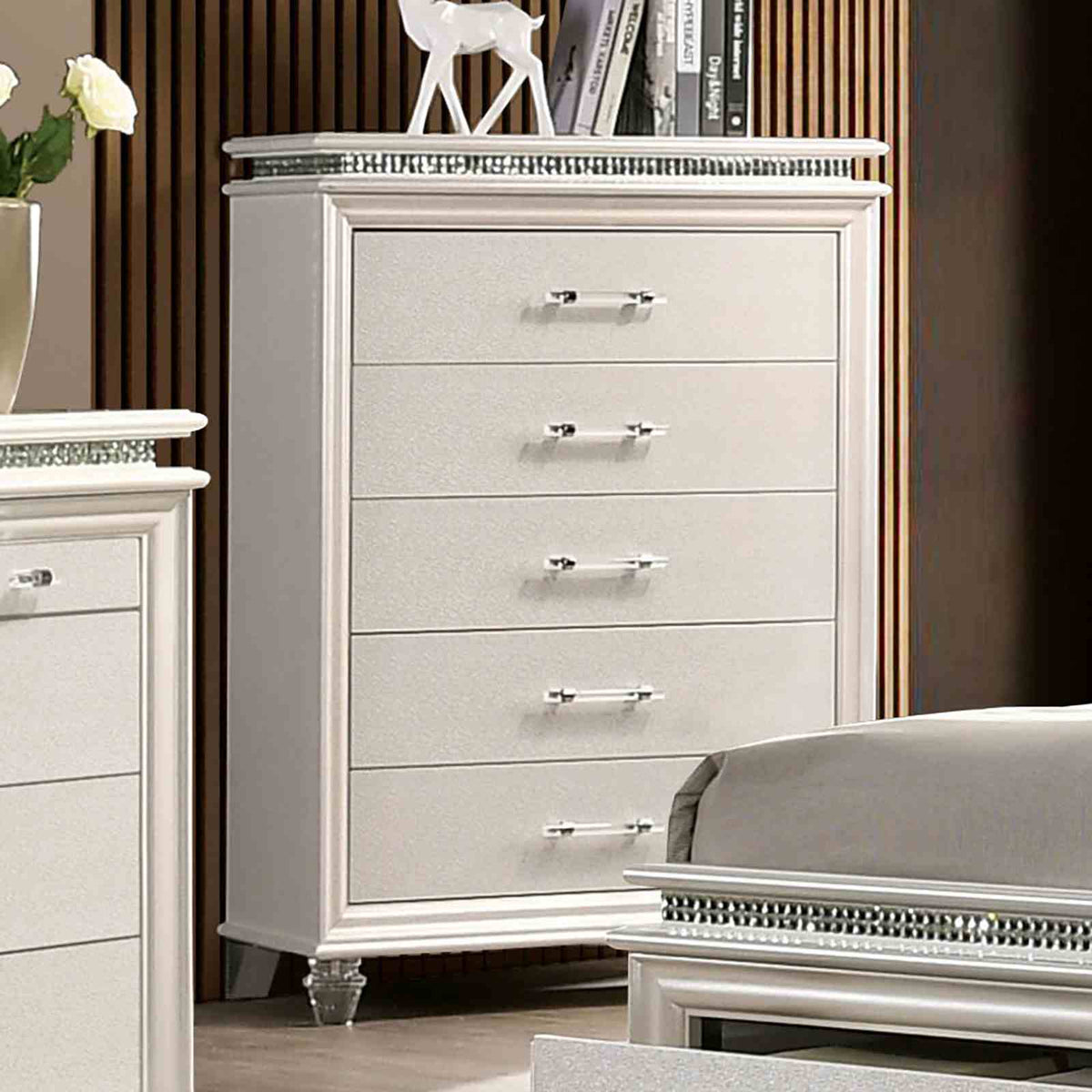 Maddie Glam LED Platform Bed, Bedroom Set & Case Pieces - Chest