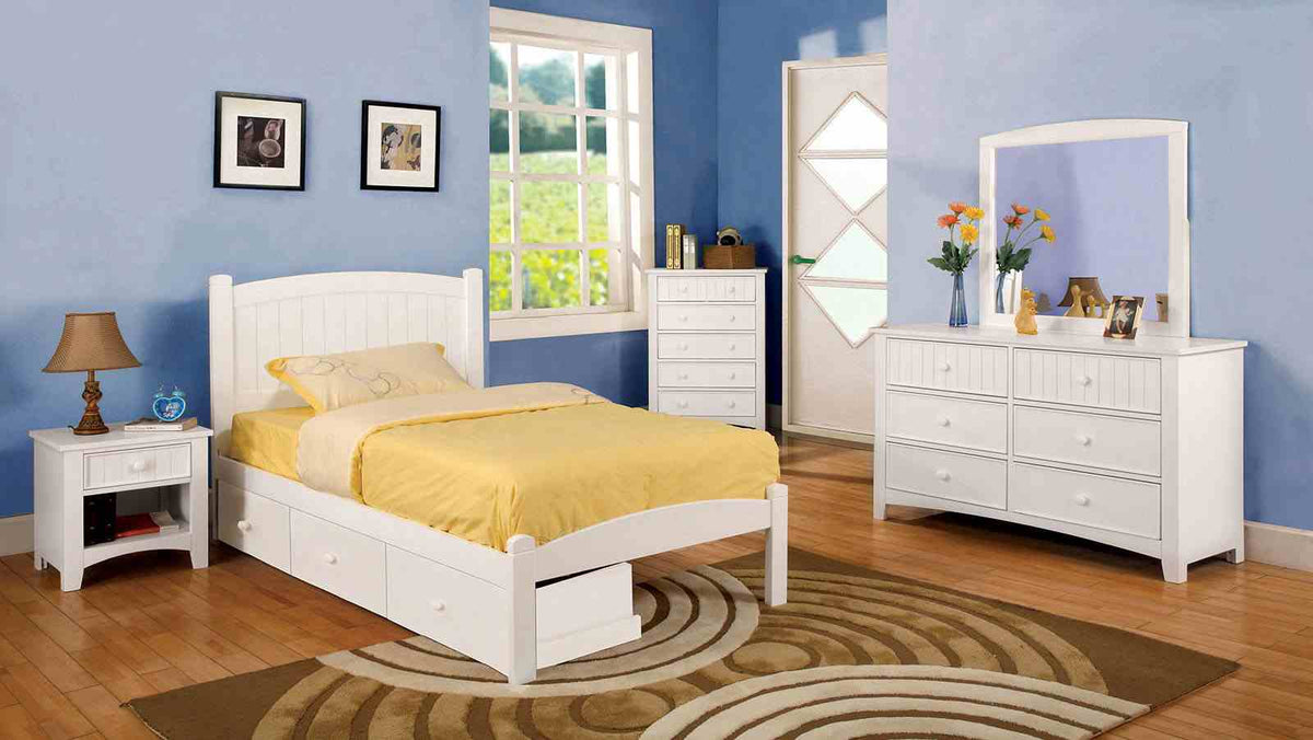 Corry Transitional Youth Bedroom Storage - White Chest, Mirror & Nightstand – White, view 4